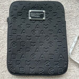 Marc by Marc Jacobs Monogram Tablet ipad Black Sleeve/Case 10.5" X 8" plush